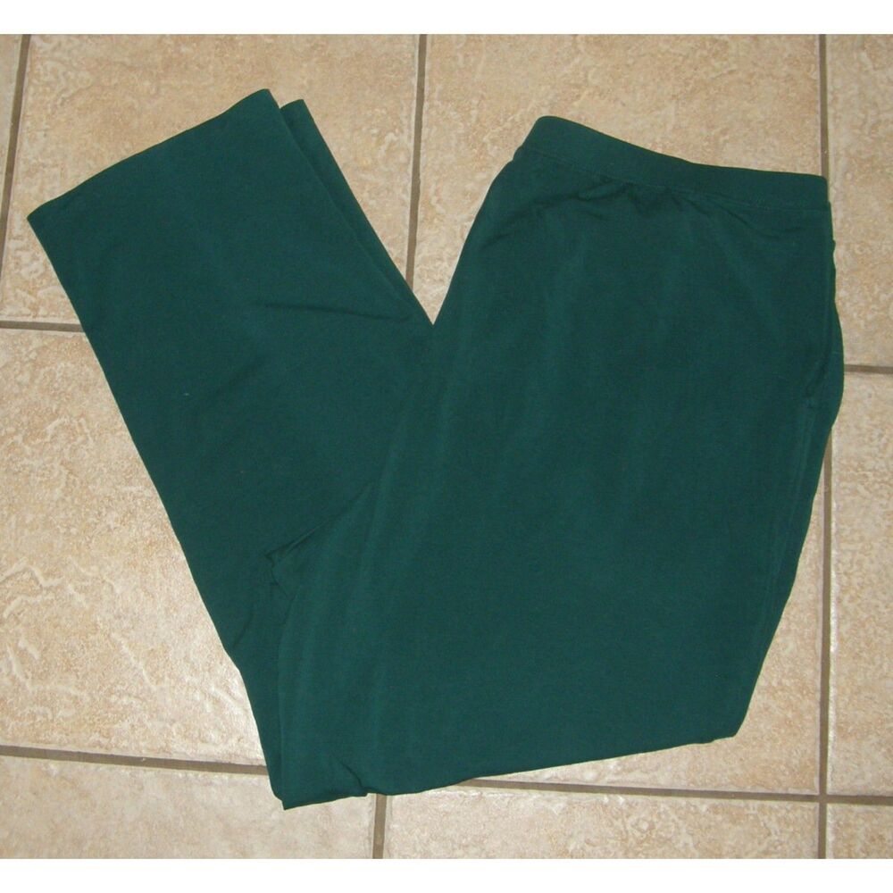 CATHERINES Green Plus Sz 22/24 Pull On Soft Stretchy Cotton Pants Side Pockets - Picture 3 of 3